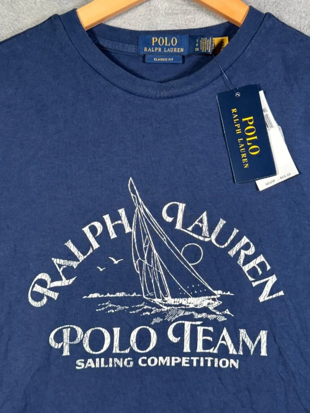 Polo Ralph Lauren T Shirt Mens S Blue Classic Fit Sailing Competition Team $70